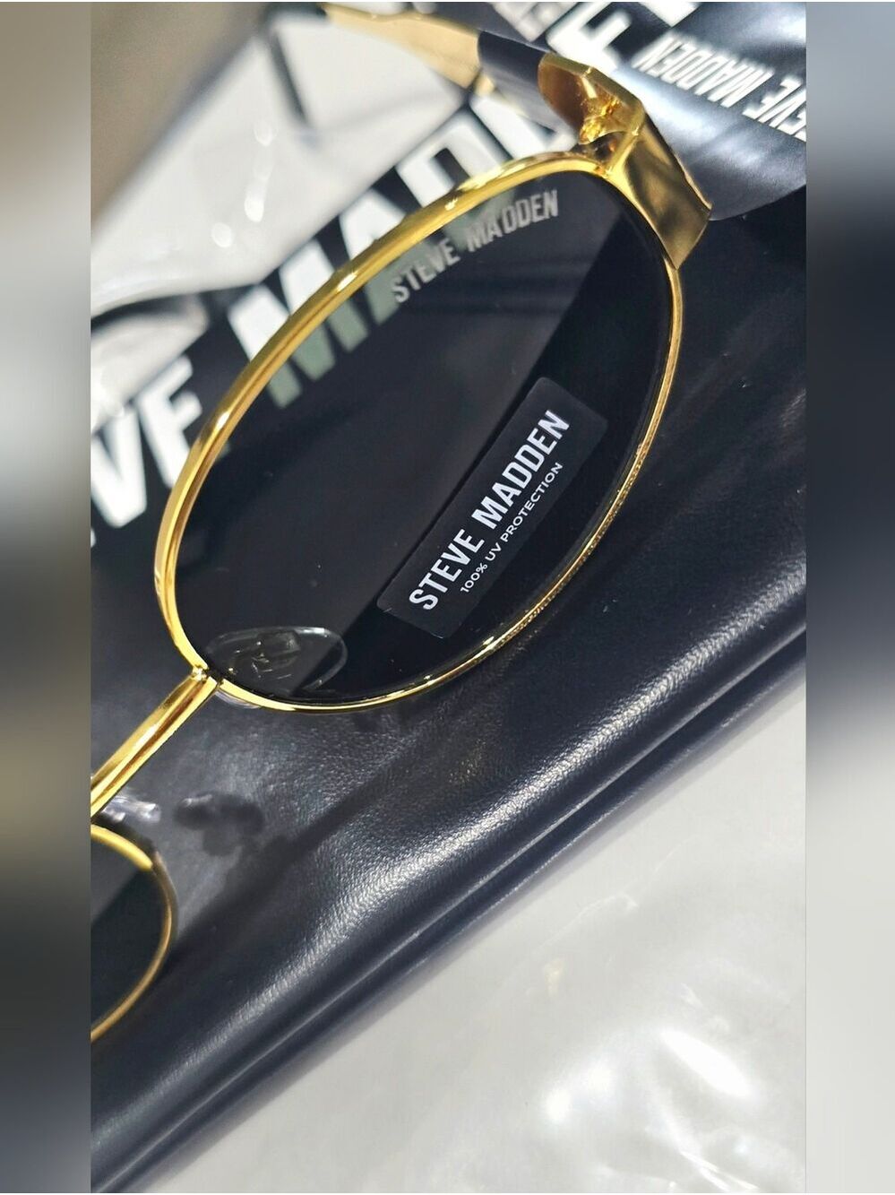 NEW! Steve Madden Women's X17819 Mystie Oval Frame Gold Tone Sunglasses